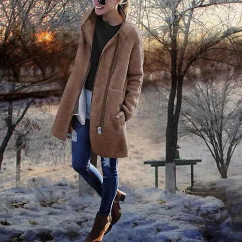 High Collar Irregular Zipper Long Coats