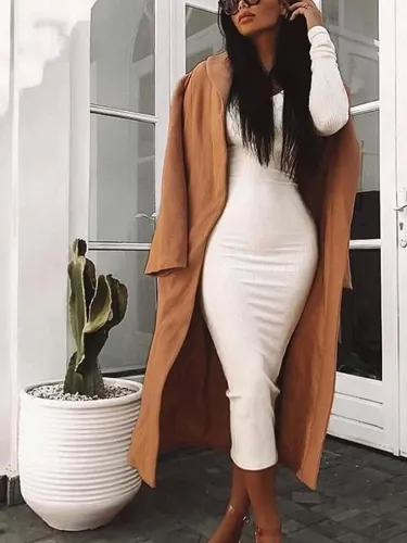 Fashion Sexy Lace V Neck Knit Sweater Maxi Dresses