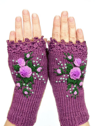 Brown Knitted Casual Gloves & Mittens