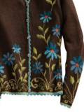 Long Sleeve Cotton-blend Crew Neck Casual Floral Vintage Knitted Cardigans