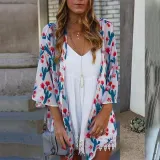 Casual Printed Colour Halflong Sleeve Cardigan
