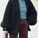 Fashion Casual Loose Puff Sleeves Cardigan