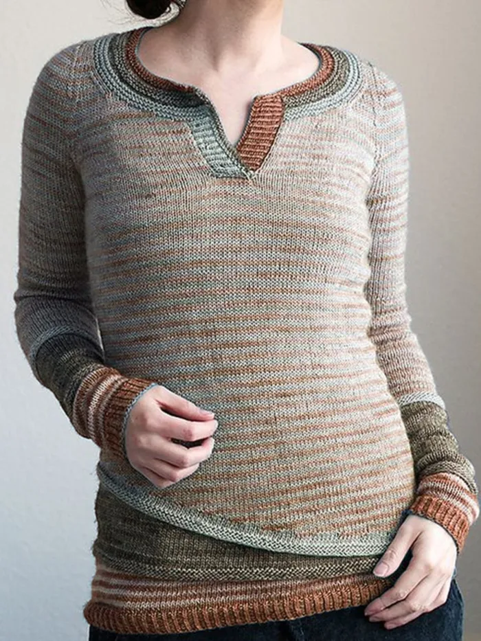 Striped Wool Blend Casual Women's Sweaters