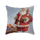 Christmas Pillow Case Deer Snowman Pattern Pillow Cover Cotton Linen