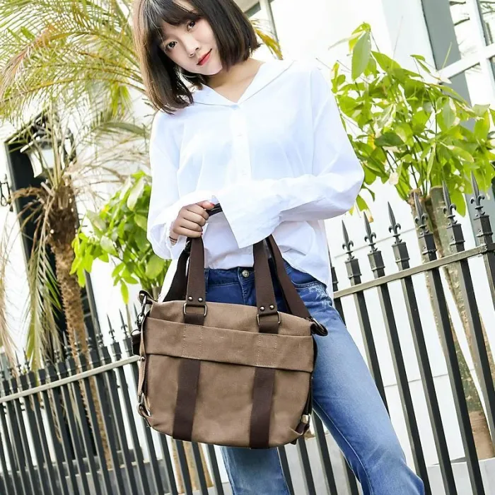 Vintage Canvas Bag Ladies Shoulder Bag cCasual Messenger Bag
