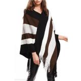 V Neck  Asymmetric Hem  Striped Cardigans
