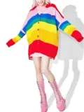 Fashion New Rainbow Knit Top