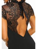 Sexy Lace See-Through Belted Bare Back Bodycon Dresses