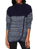 Blue Acrylic Casual Color-block Solid Sweater