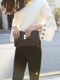 Fashion Round Neck Bell Sleeve Suede Sweater
