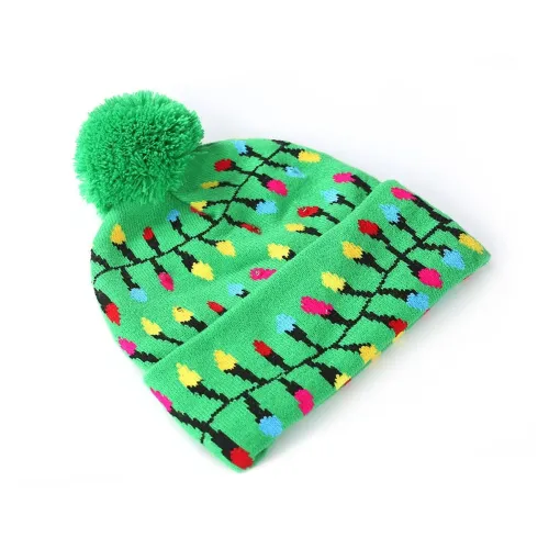 Knitted hats decorated with LED lights for adult children Christmas hats
