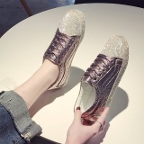 Women's Fashion Harajuku Style Solid Color Rhinestone Sneakers