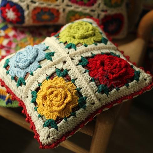 Handmade Hand Hook Stereo Flower Pillow Covers