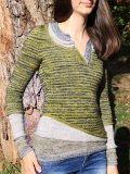 V Neck Wool Blend Long Sleeve Striped Women's Sweaters