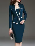 Scoop Neck  Colouring Bodycon Dress   Professional Dress
