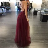 Sexy V Collar Sequined Chiffon Dress
