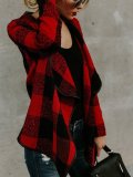 Autumn & Winter New Plaid Loose Turn-down Collar Long Sleeve Woolen Coat Outwear