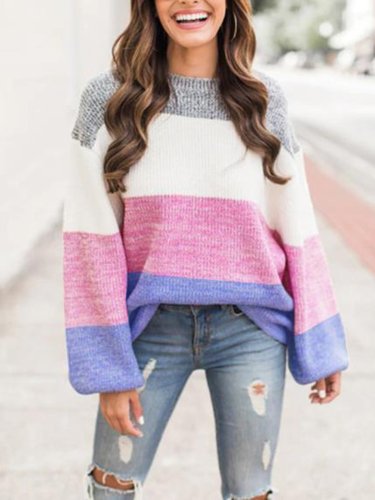 Casual Long Sleeve Round Neck Sweater