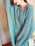 Fashion Round Neck Pure Colour Knitwear Sweater