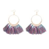 Bohemia Style Colorful Thread Tassel Pendants Big Round Hoop Earring