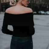 Stylish V-Neck With An Off-The-Shoulder Knit Top