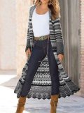 Multicolor Shift Knitted Long Sleeve Tribal Outerwear