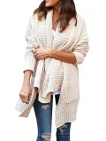Solid Shawl Collar Casual Knitted Sweater