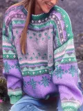 Color-Block Tribal Long Sleeve Sweaters