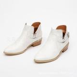 Pointed Toe Buckle Decoration Chunky Heel Short Boots Adjustable Buckle Plus Size Shoes