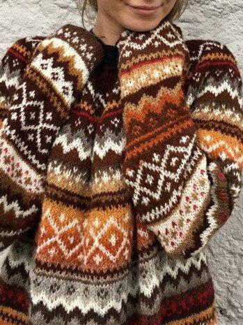 Color-Block Long Sleeve Tribal Sweaters