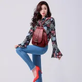 2 in 1 Women Leather Backpack+Crossbody Sling Shoulder Bag