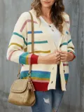Beige Long Sleeve V Neck Sweater