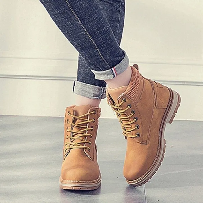 Women Autumn Winter Fur Ankle Boots Waterproof Slip on Shoes Snow Boots