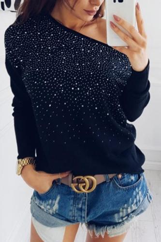 Fashion round collar set auger long-sleeved sweater
