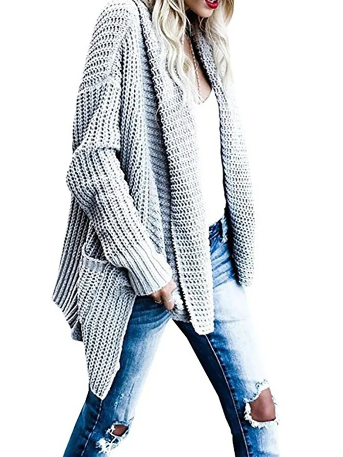 Solid Shawl Collar Casual Knitted Sweater