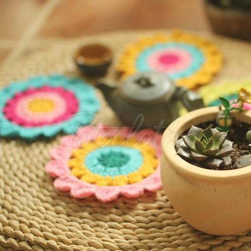 Hand Hook Flower Coaster Eight-piece Set