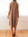 Sleeveless Casual Asymmetric Cotton Cardigan