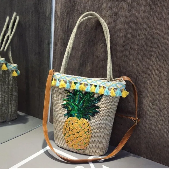 Multicolor Zipper Boho Linen Shoulder Bags