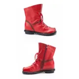 Big Size Pure Color Lace Up Ankle Leather Comfortable Zipper Boots
