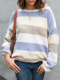 Multicolor Gradient Casual Long Sleeve Crew Neck Sweaters