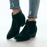 Chunky Heel Closed Toe Women Boots