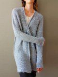 Buttoned Long Sleeve Casual Sweaters Fleece Cardigans