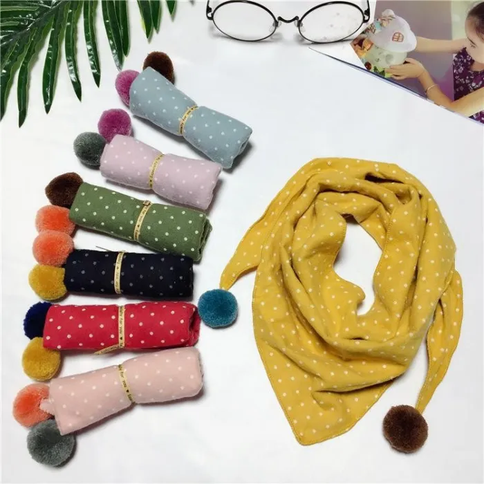 Baby Girls Dot Plaid Triangle Scarves Autumn Winter Boys Girls Shawl