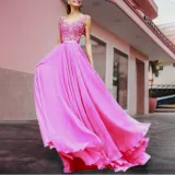 Fashion Inwrought Splicing Grenadine Evening Dress