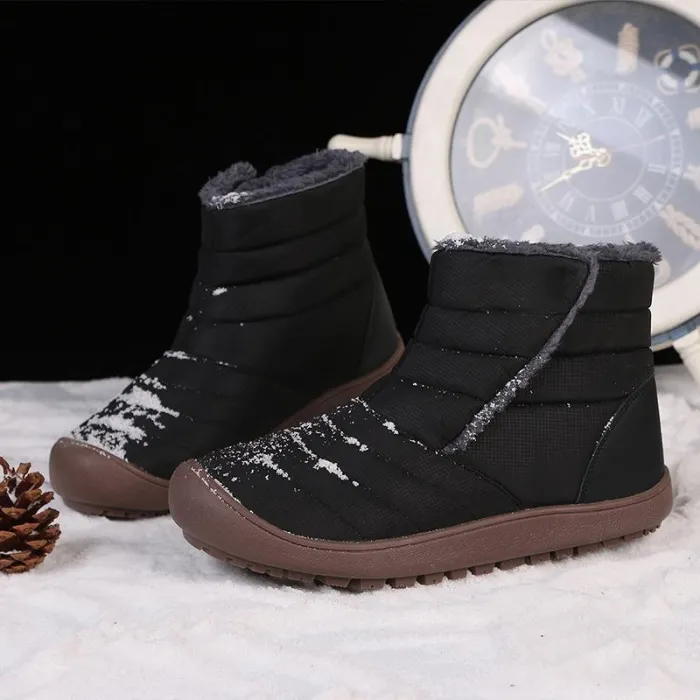 Large Size Unisex Waterproof Fur Lining Slip On Snow Boots