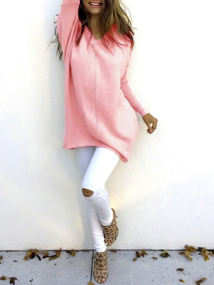 Fashion V-Neck Long Sleeve Women's Sweater