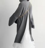 Casual Simple Pure   Color Loose High Collar Knitted Sweater Maxi Dress