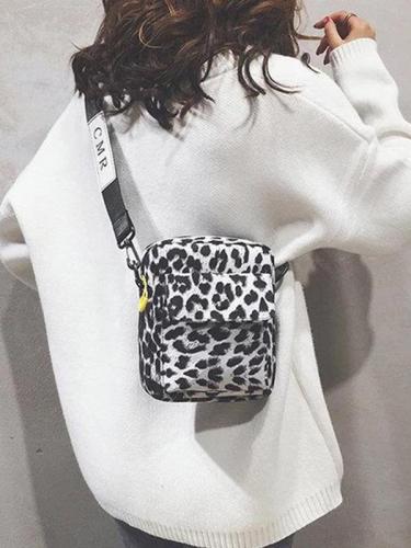Women Leopard Zipper Casual Handbags
