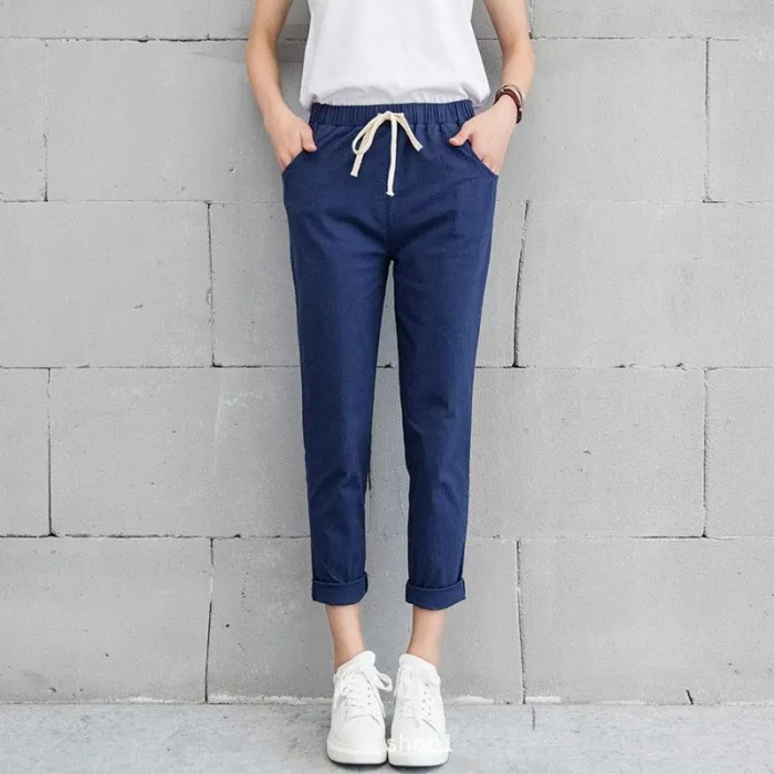 Cotton Linen Pants Ankle Length Haren Pants