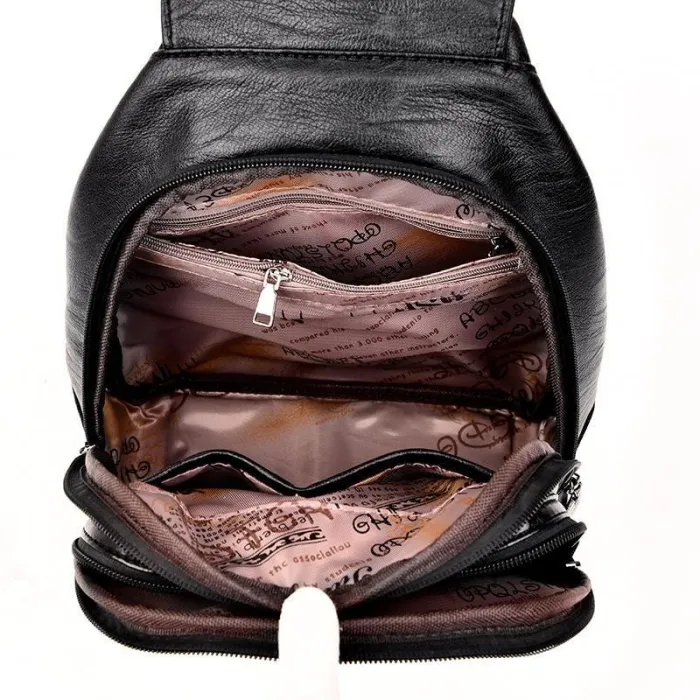 2 in 1 Women Leather Backpack+Crossbody Sling Shoulder Bag